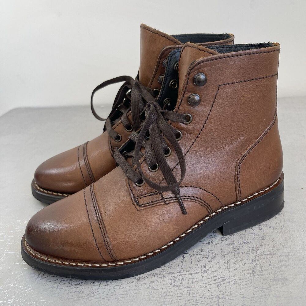 Thursday Womens‎ 5.5 M Captain Lace Up Leather Boots Brown Hipster Classic
